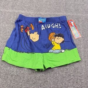 Vintage Peanuts Boxer Shorts Mens XL Blue Football Charlie Brown Lucy Snoopy NEW